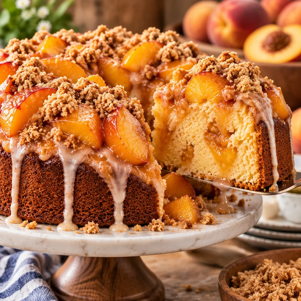 Easy Peach Cobbler Pound Cake Recipe
