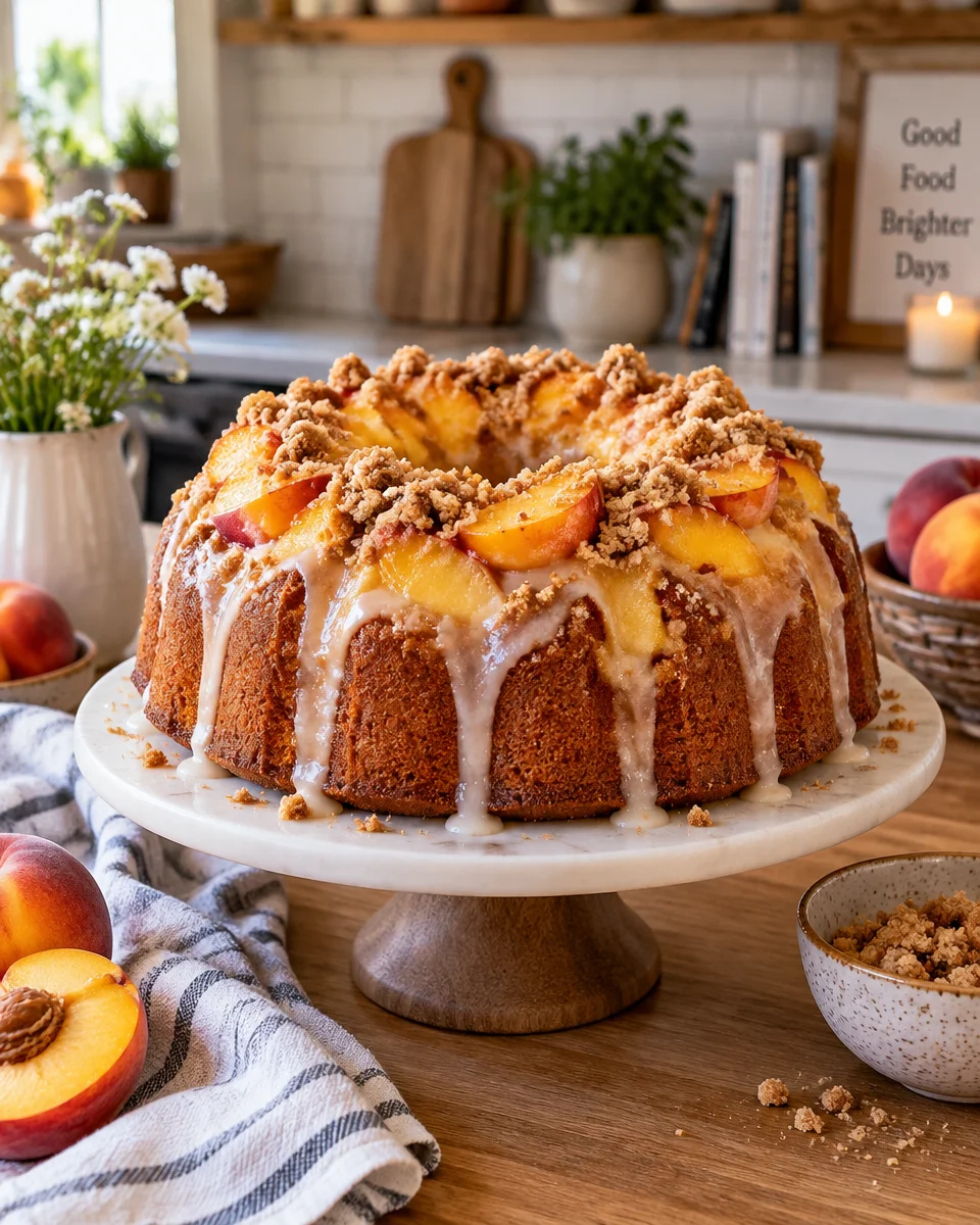 Easy Peach Cobbler Pound Cake Recipe