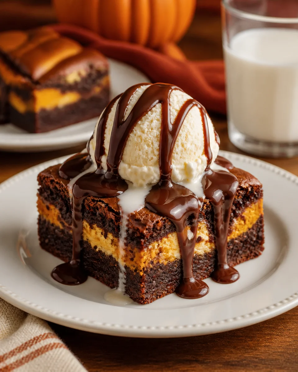 Pumpkin Cream Cheese Swirl Brownies