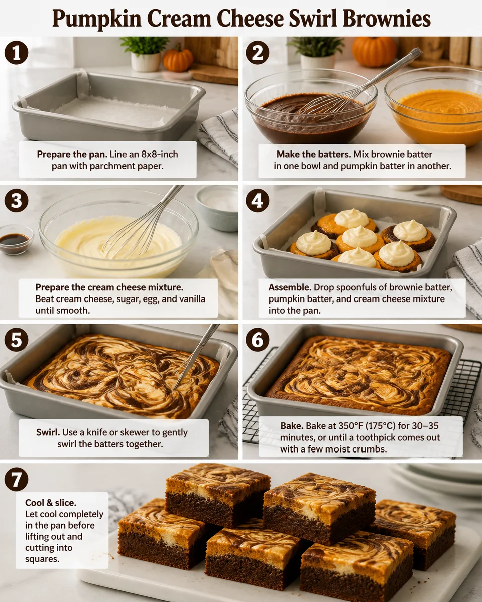 Pumpkin Cream Cheese Swirl Brownies