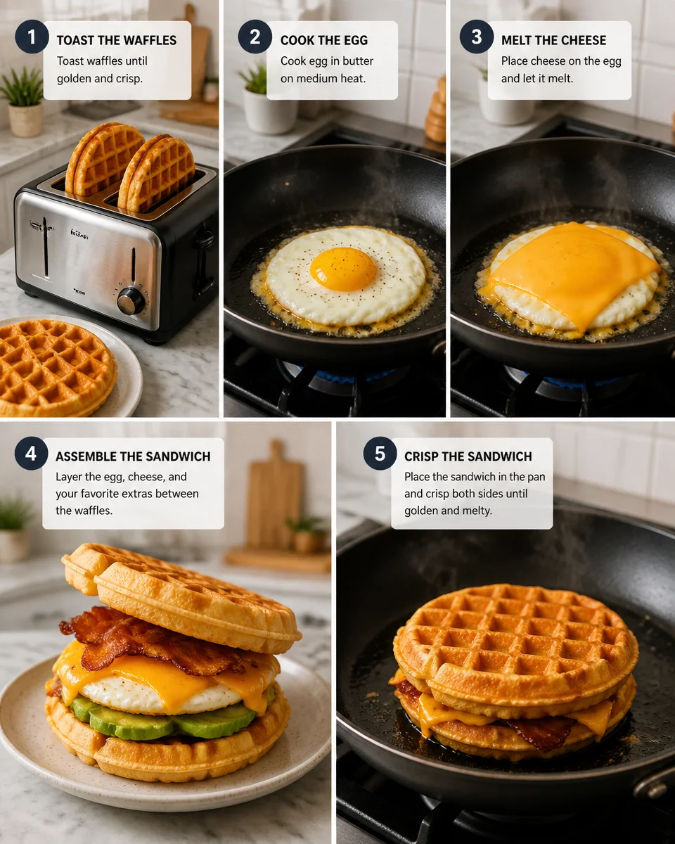Egg and Cheese Waffle Sandwiches
