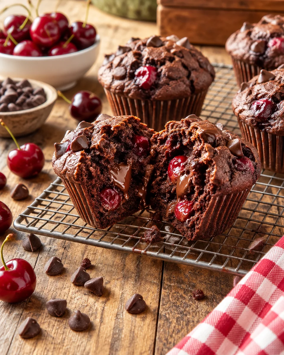 chocolate cherry muffins