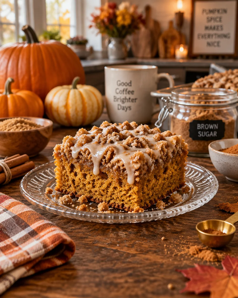 Gooey Pumpkin Coffee Crumble Cake Recipe