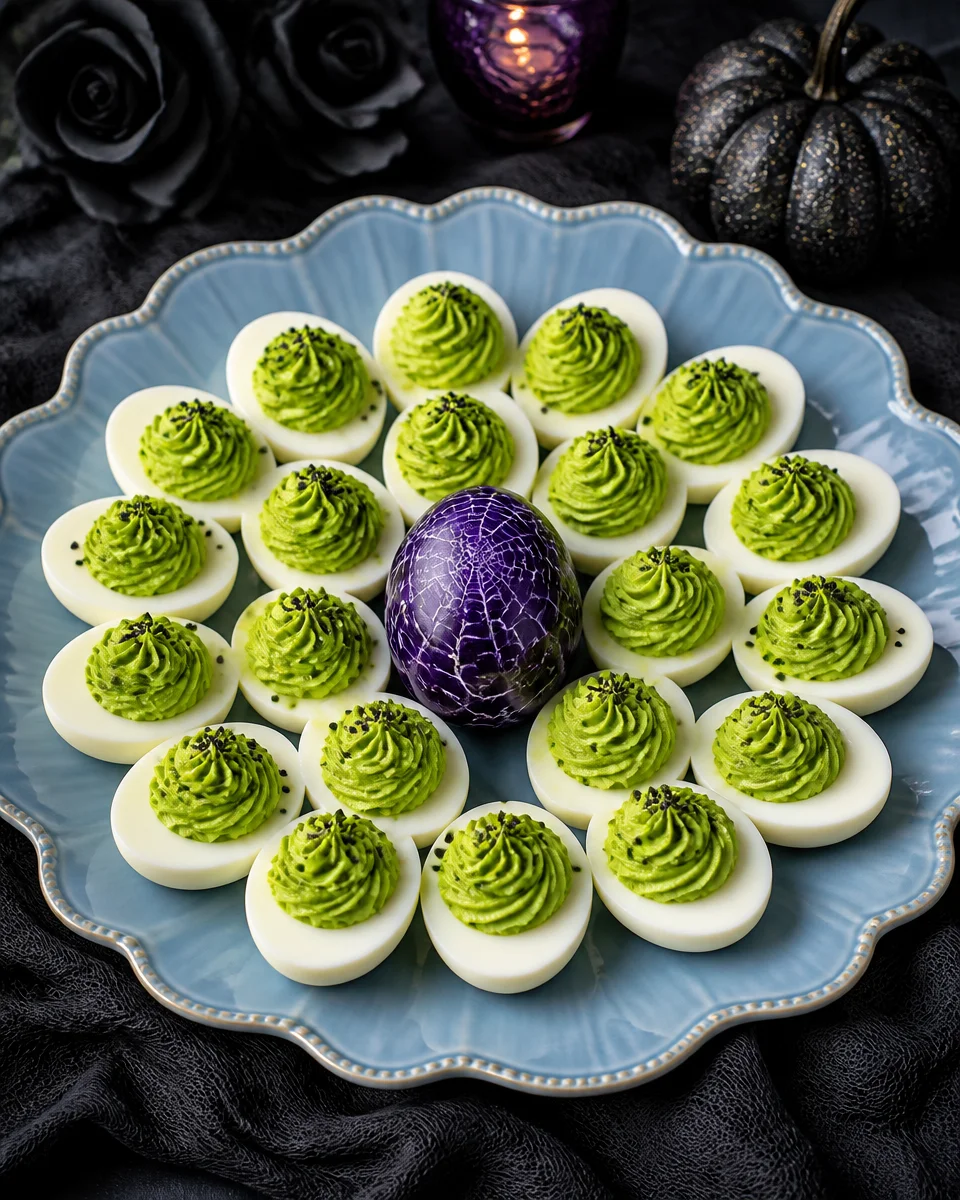Halloween Deviled Eggs Spider Web