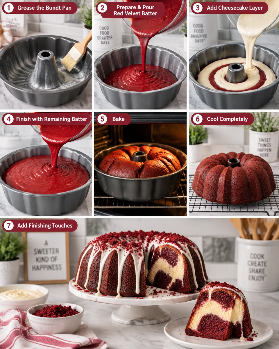Layered Red Velvet Cheesecake Bundt Cake