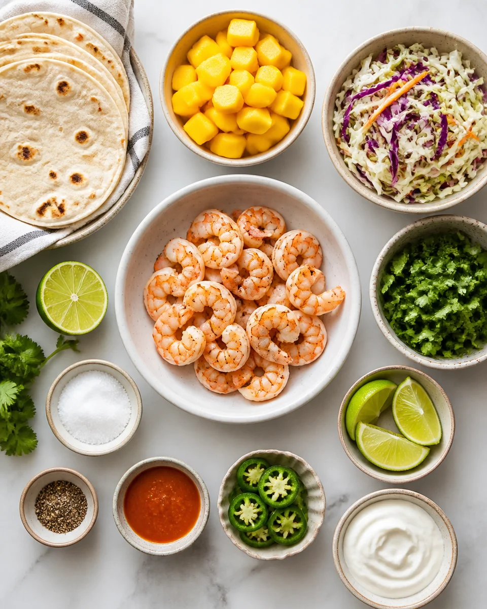 Mango Shrimp Tacos with Slaw