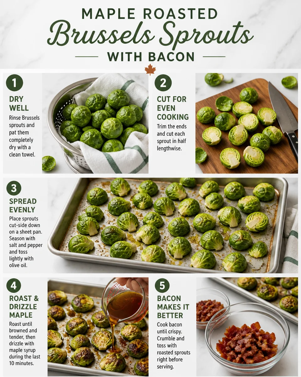 Maple Roasted Brussels Sprouts with Bacon