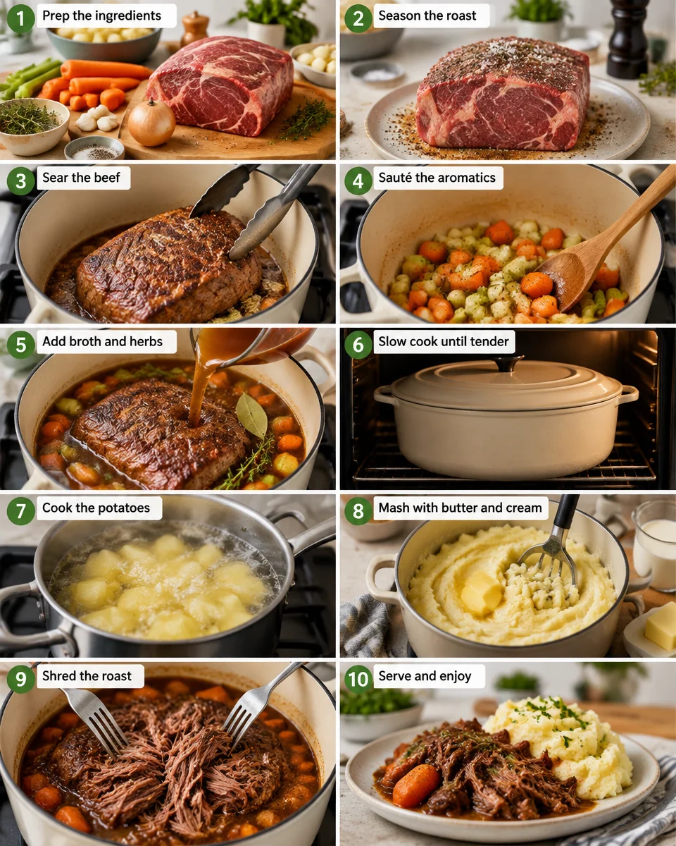 Pot Roast over Mashed Potatoes