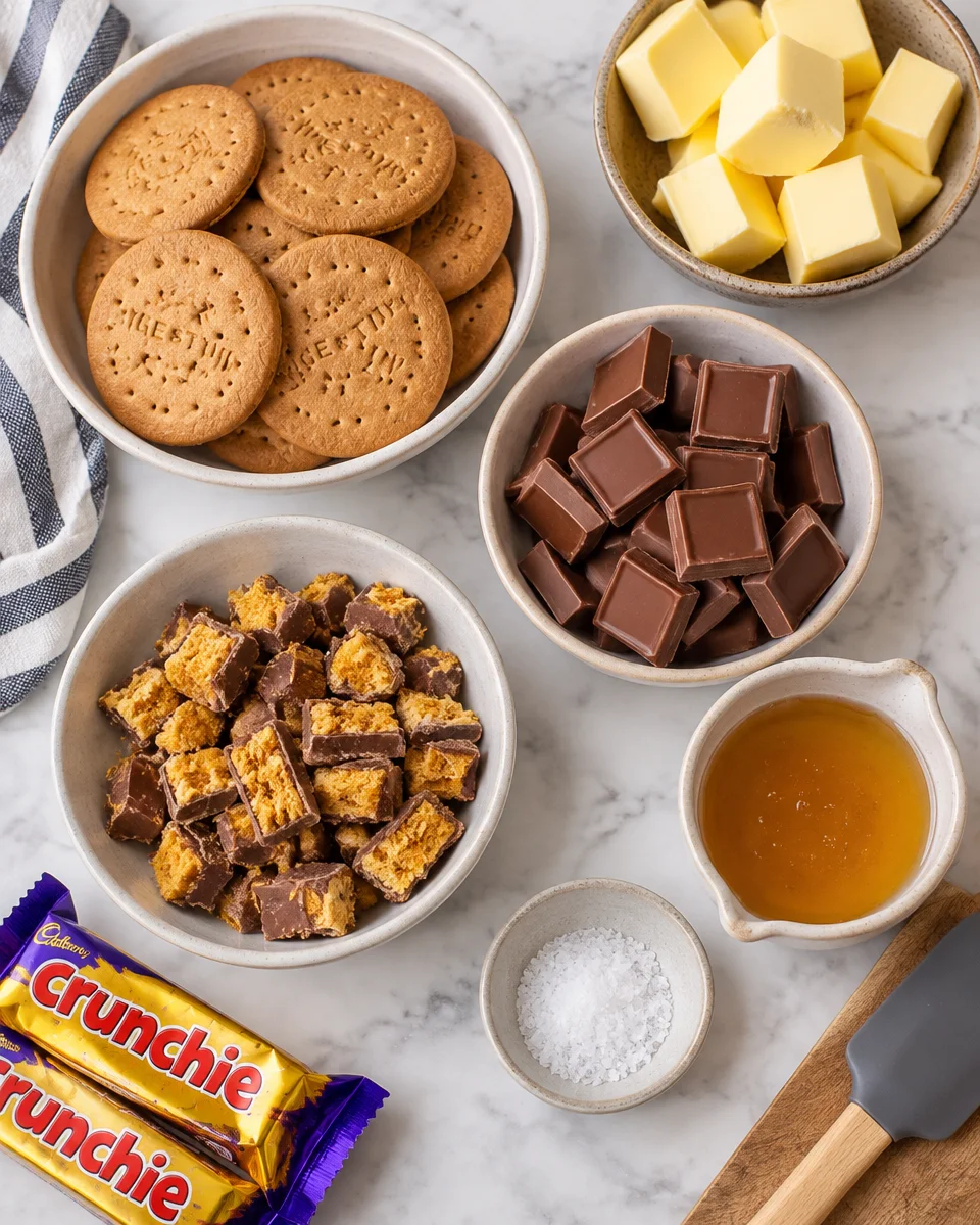 no bake crunchie slice
