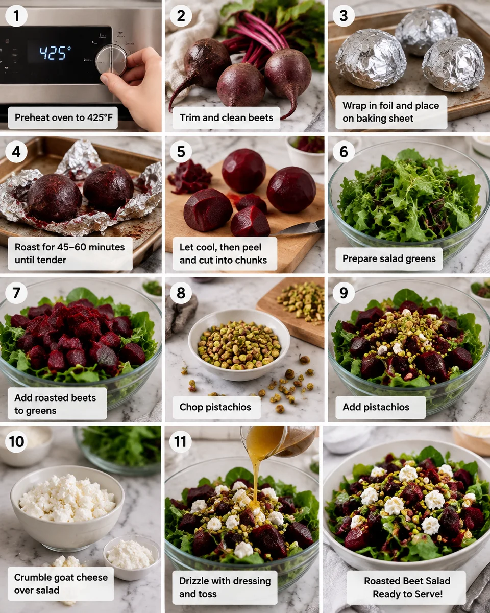 Roasted Beet Salad with Goat Cheese and Pistachios
