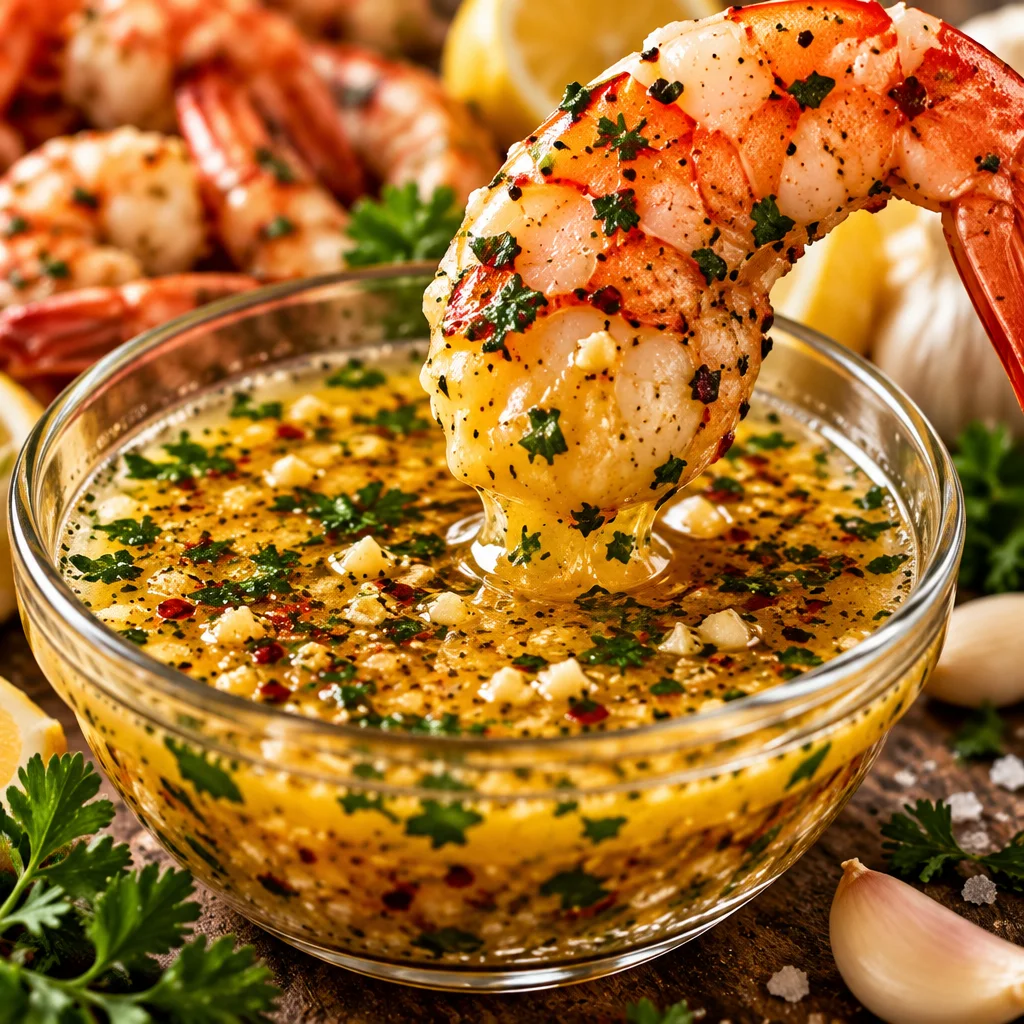 Homemade garlic butter dipping sauce served with breadsticks
