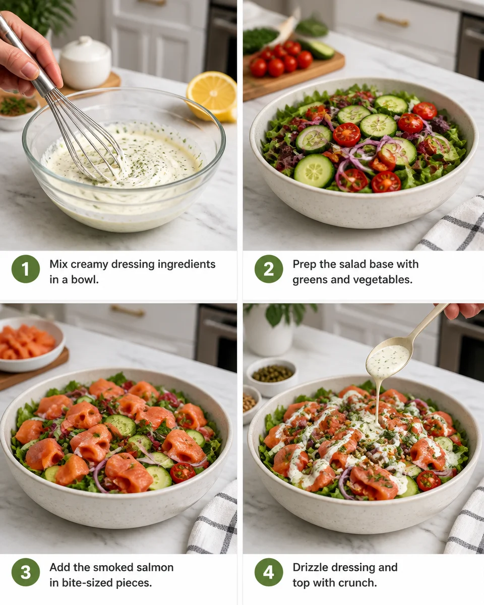 Smoked Salmon Salad with Cream Cheese Dressing