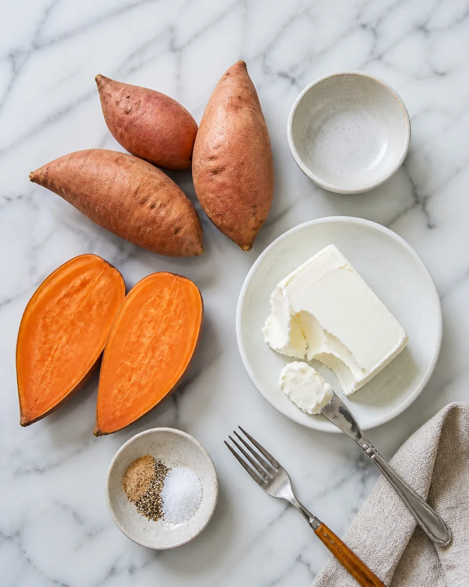 Sweet Potato Stuffed with Cream Cheese (2-Ingredient Viral)