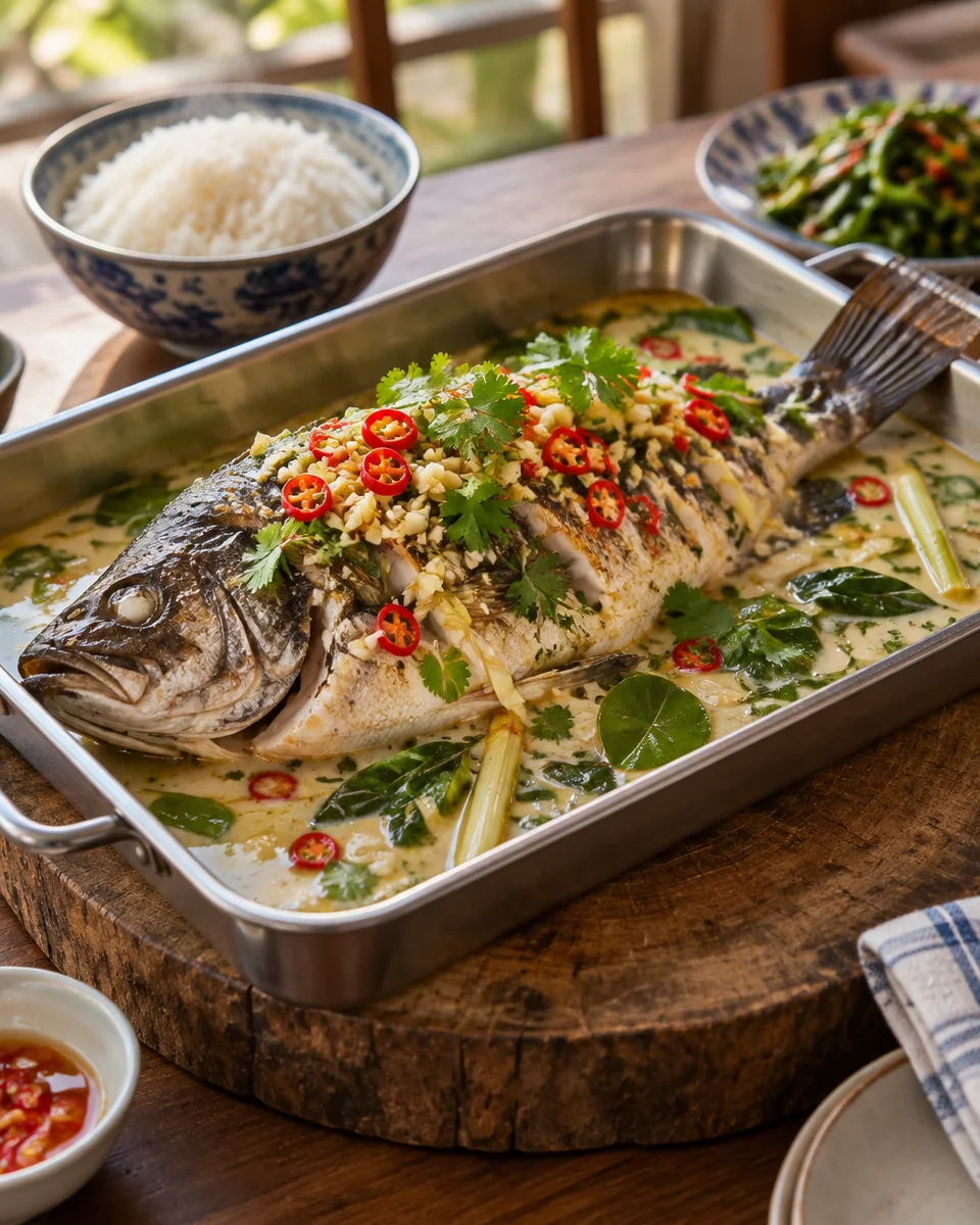 Thai Steamed Fish with Coconut Lemongrass Sauce