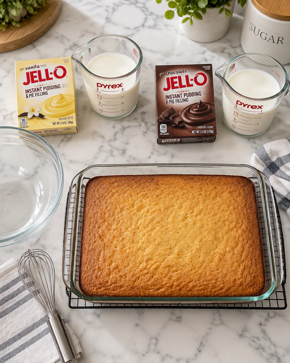 Vanilla and Chocolate Pudding Cake